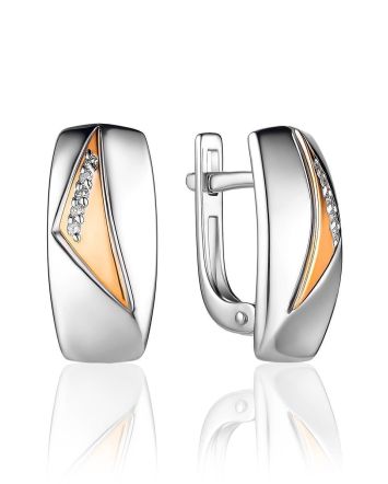 Silver Golden Earrings With Diamonds The Diva, image 