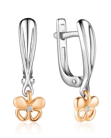Silver Golden Earrings With Diamonds The Diva, image 