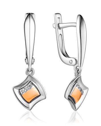 Silver Golden Diamond Dangle Earrings The Diva, image 