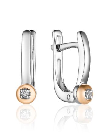 Silver Golden Diamond Earrings The Diva, image 