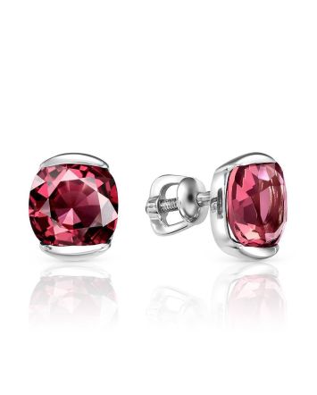 Silver Studs With Violet Crystals, image 
