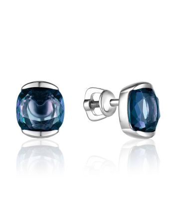 Silver Studs With Synthetic Topaz, image 