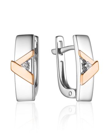Silver Golden Earrings With Diamonds The Diva, image 