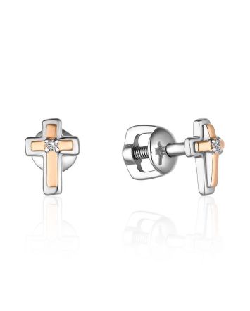 Silver Golden Studs With Diamonds The Diva, image 