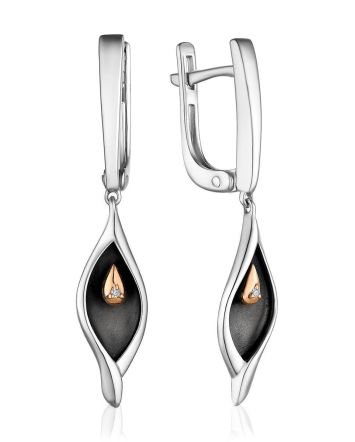 Silver Golden Earrings With White Diamonds The Diva, image 