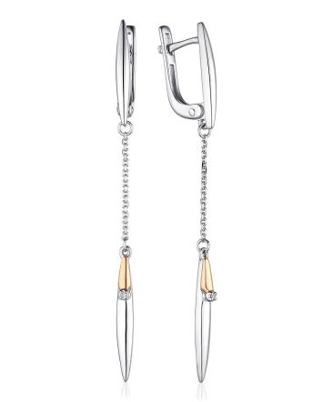 Silver Diamond Dangles With Golden Details The Diva, image 