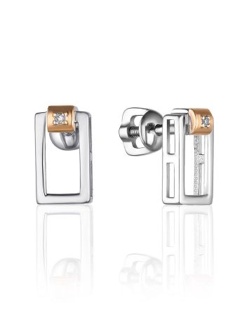 Silver Golden Studs With Diamonds The Diva, image 