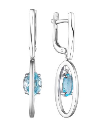 Silver Loop Dangles With Synthetic Topaz, image 