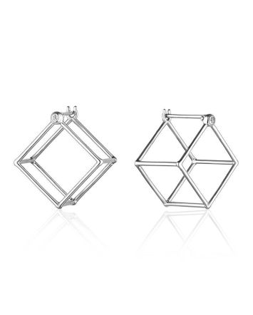 Silver  Cube Earrings, image 