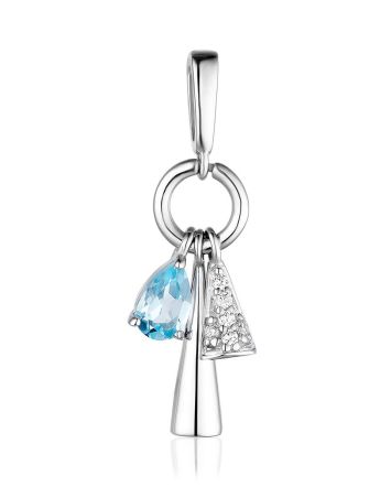 Silver Dangle Pendant With Crystals, image 