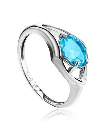 Modern Silver Ring With Synthetic Topaz, Ring Size: 9 / 19, image 