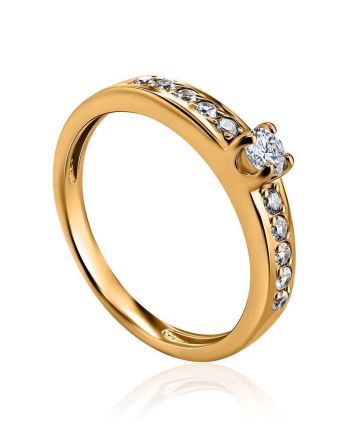 Classy Gold Plated Crystal Ring, Ring Size: 5.5 / 16, image 