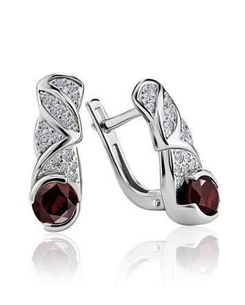 Filigree Silver Garnet Earrings, image 
