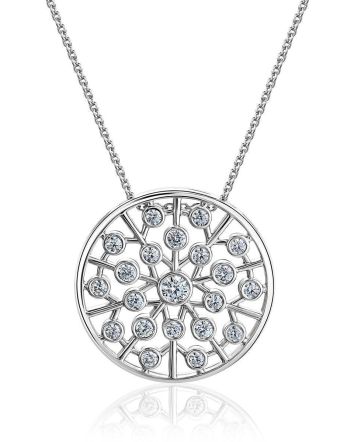 Silver Necklace With Round Crystal Pendant, image 