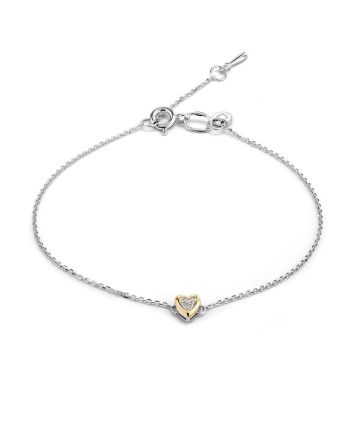 Silver Bracelet With Golden Diamond Heart Shaped Charm The Diva, image 