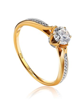 Vintage Style Golden Diamond Ring, Ring Size: 7 / 17.5, image 