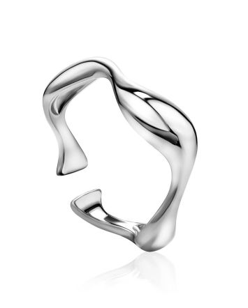 Silver Wave Stacking Ring The Liquid, Ring Size: Adjustable, image 