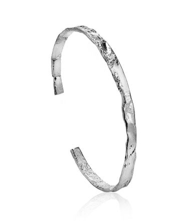 Hammered Silver Bangle Bracelet The Liquid, image 
