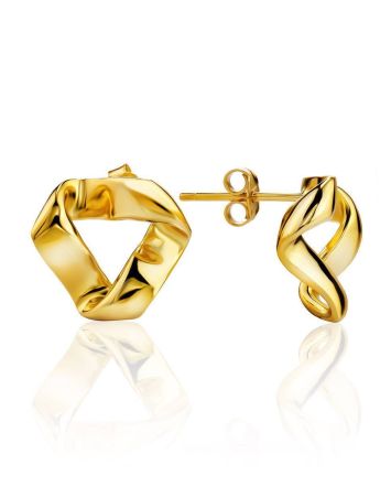 18ct Gold on Sterling Silver ​Hammered Abstract Stud Earrings The Liquid, image 