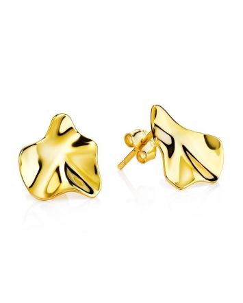 18ct Gold on Sterling Silver ​Boho Textured Stud Earrings The Liquid, image 