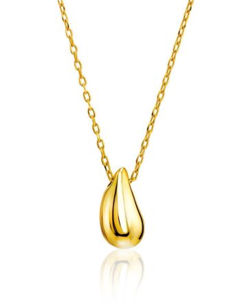 Solid 18ct Gold on Sterling Silver Teardrop Pendant Necklace The Liquid, image 