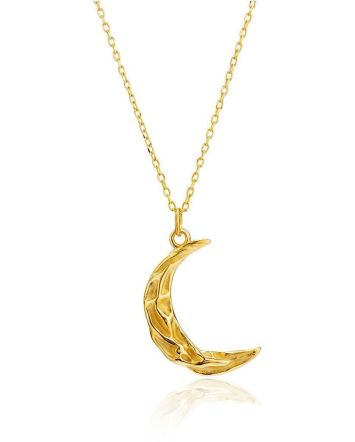 Designer Gold Plated Necklace With Crescent Pendant The Liquid, image 