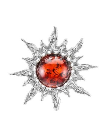 Cherry Amber Silver Pendant The Helios, image 