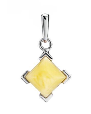 Square Silver Amber Pendant The Artemis, image 