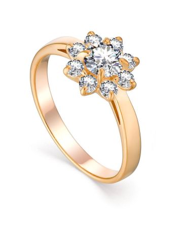 Elegant Gold Plated Ring With Crystals, Ring Size: 6.5 / 17, image 