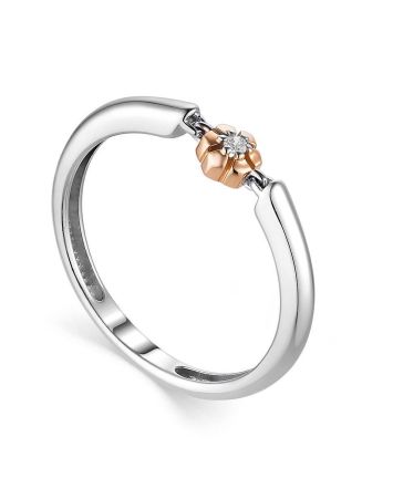 Silver Golden Diamond Ring The Diva, Ring Size: 6 / 16.5, image 