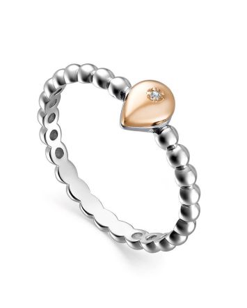 Cute Silver Ring With Diamond In Gold The Diva, Ring Size: 6.5 / 17, image 