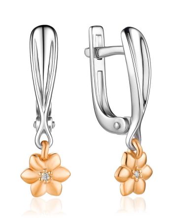 Romantic Diamond Earrings In Gold And Silver The Diva, image 