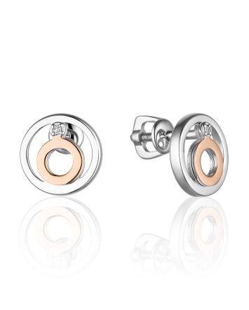 Silver Gold Diamond Earrings The Diva, image 