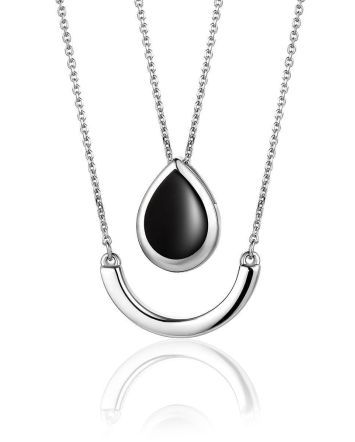 Silver Necklace With Two Pendants, image 