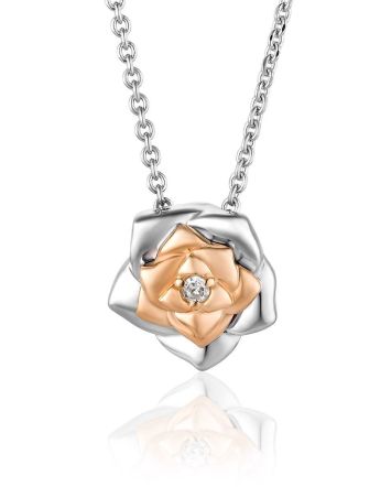 Cute Silver Necklace With Diamond And Gold Detail The Diva, image 