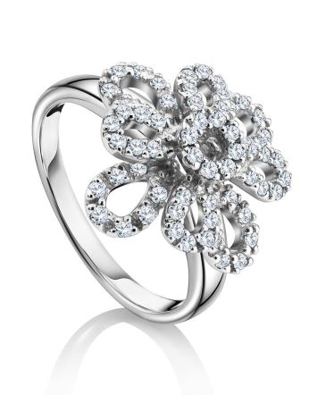 64 Diamonds Gold Floral Ring, Ring Size: 8.5 / 18.5, image 