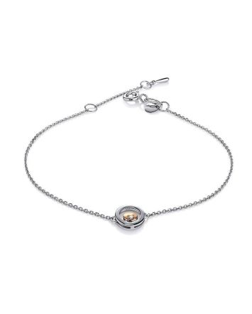 Silver Chain Bracelet With Round Golden Detail And Diamond The Diva, image 