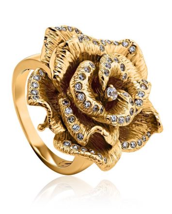 Bold Golden Transformer Ring With Crystals, Ring Size: 8 / 18, image 