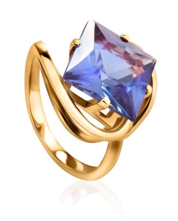 Bold Golden Ring With Synthetic Alexandrite, Ring Size: 7 / 17.5, image 