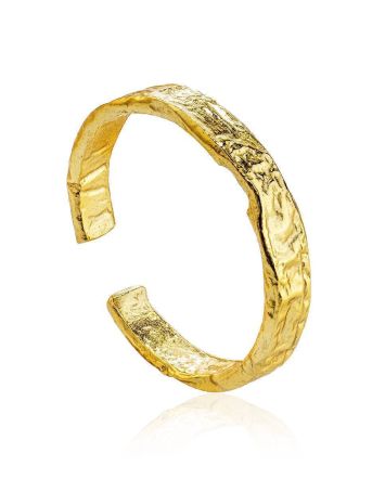Modern classic textured gold-plated silver ring The Liquid, Ring Size: Adjustable, image 