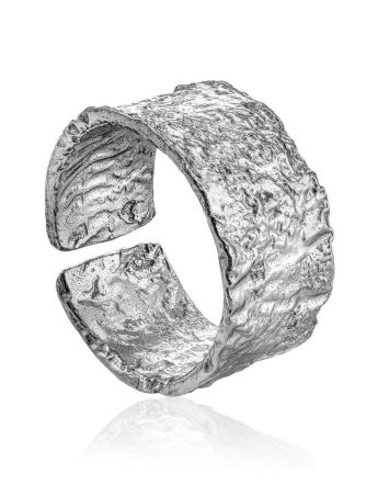 Antiqued Finish Stylish Silver Ring The Liquid, Ring Size: Adjustable, image 