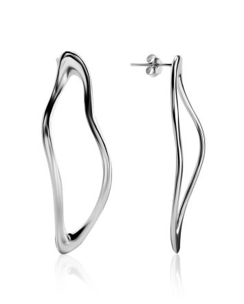 Smooth Stylish Silver Earrings The Liquid, image 