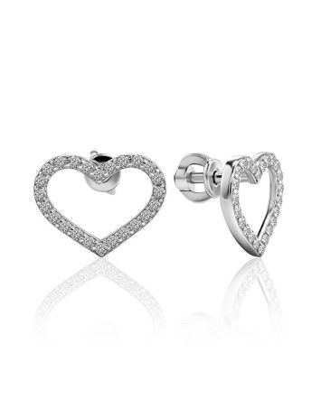 Sparkling Heart Shaped Studs With Crystals The Aurora				, image 