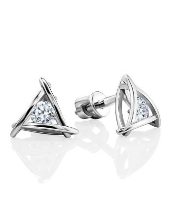 Triangle Silver Studs With Crystals The Aurora								, image 