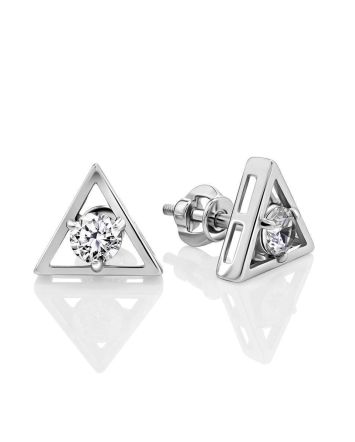Silver Studs With White Crystals The Aurora							, image 