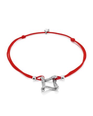 Red Friendship Lace Bracelet With Crystal Charm							, Length: 16, image 