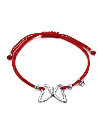 Red Lace Friendship Bracelet With Butterfly Charm, image 