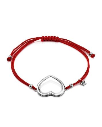 Red Lace Friendship Bracelet With Heart Charm						, image 