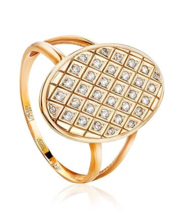 Crystal Encrusted Gold Ring, Ring Size: 11.5 / 21, image 