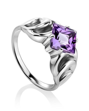 Bold Silver Amethyst Ring, Ring Size: 6.5 / 17, image 